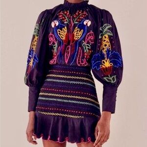 Black Ruffled Bishop Sleeve Dress